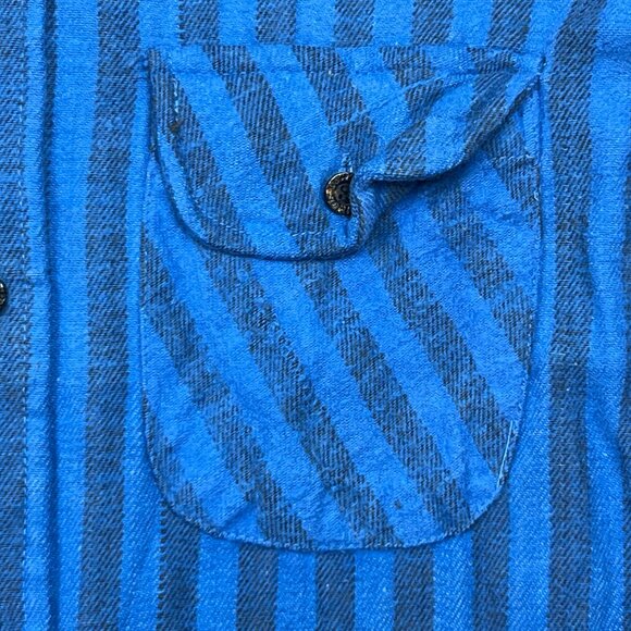 Vintage Dickies Blue Horizontal Striped Button Down Shirt - Picture 2 of 5